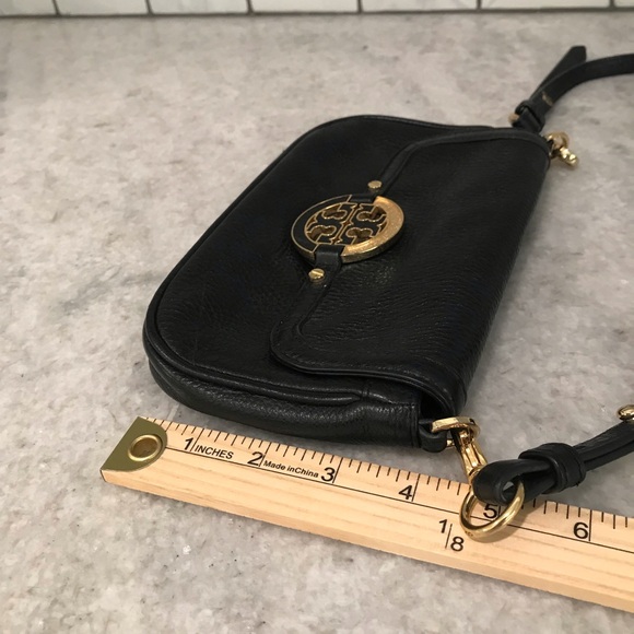 Tory Burch Black Crossbody Bag Womens Pebbled Leather Gold Luxury Designer - Picture 10 of 10